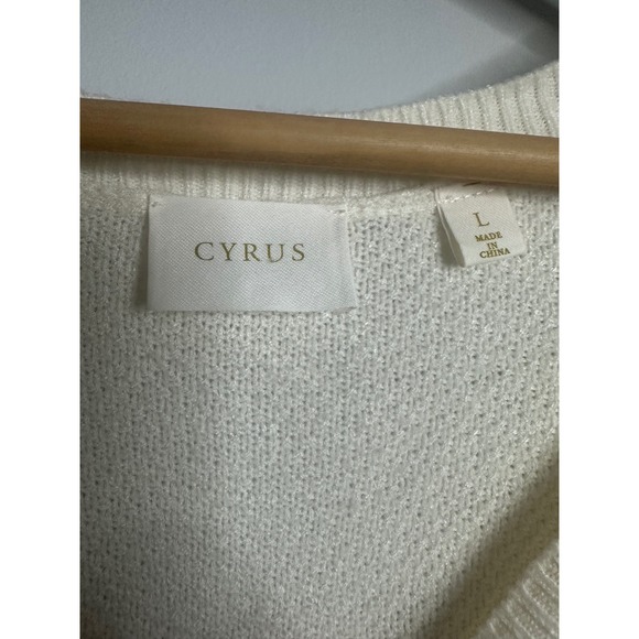 Cyrus Cream Knit Sweater Women's Size L Long Sleeve Cable Knit Pullover - Picture 2 of 7